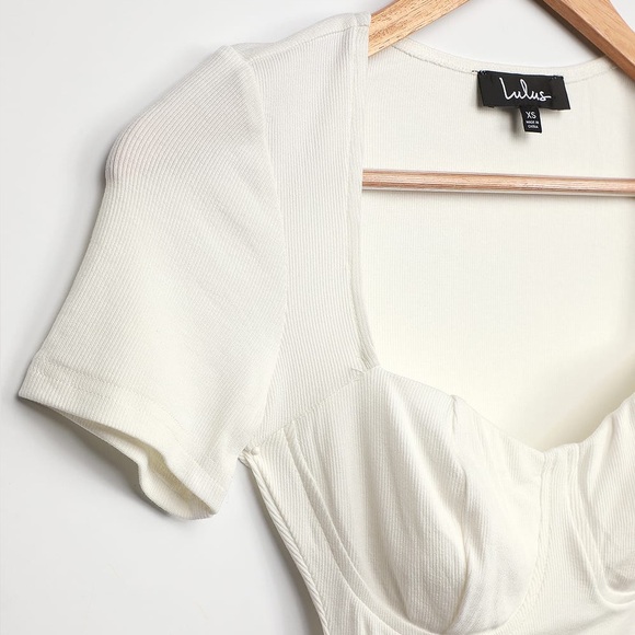 Lulus White Ribbed Bustier Top - Picture 7 of 10